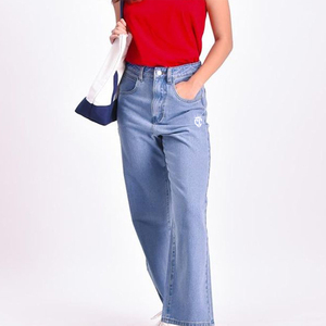 Proveedor Directo de Fábrica, Pantalones Vaqueros Casuales para Mujer, Diseño Nuevo, Jeans Holgados de Mezclilla para Mujer en Venta - Product Image 6