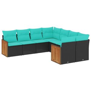 Ensemble de canapés de patio noir et bleu pour la collection de meubles de jardin d'extérieur - Product Image 2