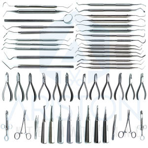 Kit d'examen dentaire manuel de 51 pièces en acier inoxydable de haute qualité certifié CE – Pinces, éleveurs, curettes, sondes, instruments de restauration - Product Image 4