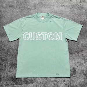 T-shirt personnalisé vintage streetwear pour homme, vêtement haut de gamme OEM, 100% coton lourd, style décontracté, design complexe - Product Image 6