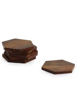 Luxury Classic Style Eco-Friendly Customized Thickness Wood Coaster with Holder Handmade for Home Hotel Office Table Use - Product Image 2