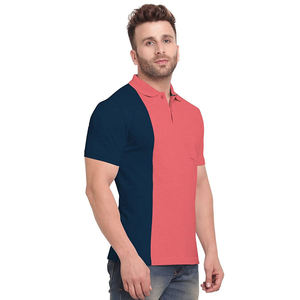 เสื้อโปโลแขนสั้นผู้ชาย คอตตอนถัก สไตล์ลำลอง มีกระเป๋า สีแดงและสีน้ำเงินกรมท่า - Product Image 3