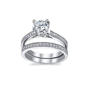 Ensemble de bagues de fiançailles pour femmes Metal Masters, argent sterling 925, style mignon, origine américaine, moissanite - Product Image 5