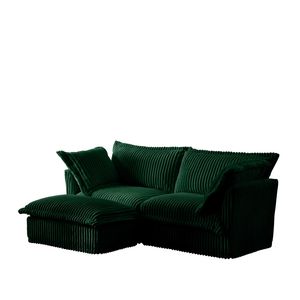 Divano componibile a L a 2 posti con pouf convertibile, seduta ampia e profonda e rivestimento sfoderabile per soggiorno - Product Image 6