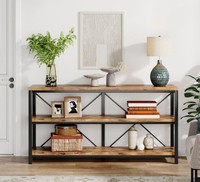 Table console moderne en bois de manguier massif avec structure en fer et rangement, meubles de salon pour hôtel et salle à manger