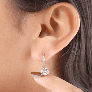 Pendientes de Aro con Diamantes Cultivados en Laboratorio, Redondos, de Oro de 14 Quilates |   Pendientes Colgantes de Diamantes de Lujo |   Joyería de Oro Fino - Product Image 3