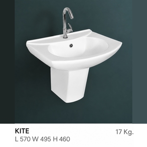 Lavabo de Baño Ovalado Semi-Pedestal KITE, Montaje en Pared, Estilo Contemporáneo, Acabado Cromado, Grifo de un Solo Orificio, Incluye Desagüe con Capacidad de 12L - Product Image 2