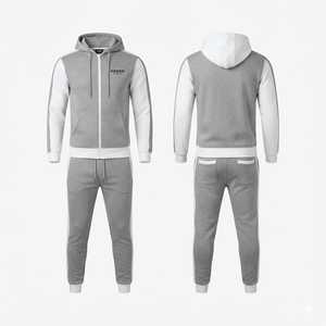 Ensemble de survêtement pour homme, couleur bordeaux, à capuche, fermeture éclair intégrale, coupe classique, vêtements d'hiver, respirant, 100% coton, streetwear décontracté - Product Image 4