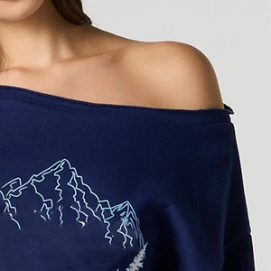 OffShoulder Sorority Printed Women's Heavyweight Polyester/Cotton <b>Blend</b> Crewneck Oversized Lined Cozy Fleece Winter Pullover - Product Image 2