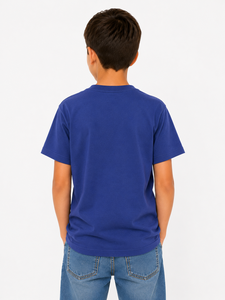 T-shirt pour garçons bleu à imprimé graphique, décontracté, en coton, à manches courtes, élégant, imprimé, pour enfants, confortable, à porter au quotidien, doux - Product Image 3