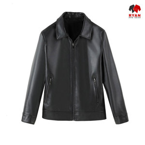 แจ็คเก็ตหนังแท้แบบสั่งทำพิเศษสำหรับผู้ชาย ยี่ห้อ Ryan Pro Gear เนื้อผ้านุ่มสบาย ระบายอากาศได้ดี พร้อมโลโก้สั่งทำพิเศษ สีพื้น - Product Image 3