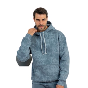 Sudadera con Capucha Unisex Oversize de Felpa Azul Grisácea con Lavado Ácido y Cordón Ajustable Estilo Urbano Venta al por Mayor - Product Image 1