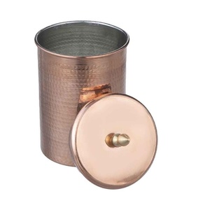 Hammered Copper <b>Metal</b> Storage Canister with Lid | Decorative Kitchen Food Storage <b>Container</b> Wholesale - Product Image 2