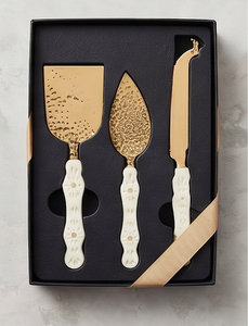 <b>Cheese</b> <b>Knife</b> <b>Set</b> Of 3 With Carved Handle Gold Hammered Design Blade Durable For <b>Cheese</b> Serving Use Camping And Hotel Use - Product Image 4
