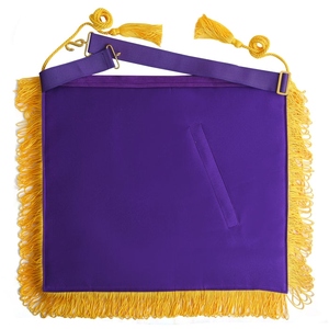 Delantal del Consejo Maestro Ilustre de la Tercera Generación - Morado y Blanco con Flecos de Hilo Dorado y Bordado, Accesorio Decorativo Hecho a Mano - Product Image 5