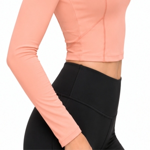 Women <b>Long</b> <b>Sleeve</b> Slim Fit Yoga Crop <b>Top</b> Soft <b>Stretch</b> Fabric Slim Comfortable Fit <b>Long</b> <b>Sleeve</b> Style Modern Cropped Length <b>Top</b> - Product Image 6