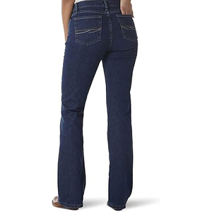 Jeans de Mezclilla de Cintura Alta y Pierna Recta para Mujer, Lavado Oscuro, Estilo Casual, Corte Regular, Azul Sólido, Estilo Otoñal - Product Image 3