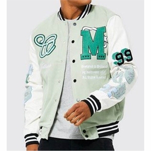 College Baseball <b>Jacket</b> For <b>Men</b> Custom <b>Men's</b> Streetwear Turn Down Collar Button Up <b>Fit</b> <b>Slim</b> Casual Letterman Varsity <b>Jacket</b> - Product Image 2