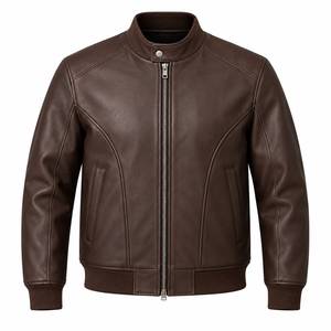 Chaqueta Safari Clásica de Cuero para Hombre, Chaqueta Casual Impermeable y Cortavientos de Piel de Cordero Suave, Estilo Vintage, Moda Urbana, Personalizada - Product Image 2