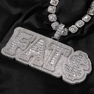 Collar de Plata de Ley S925 con Colgante de Letra Personalizada, Joyería Hip Hop de Lujo con Moissanita Baguette, Joyería Fina - Product Image 4