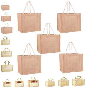 Custom Jute Gift <b>Bag</b> Burlap Tote <b>Bag</b> Eco Friendly Shopping <b>Bag</b> With <b>Transparent</b> PVC Window for Gift Packaging - Product Image 1