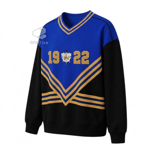 Sigma เสื้อสวมหัว Gamma Rho ของผู้หญิงเสื้อสเวตเตอร์คอกลมผ้าคอตตอนสีฟ้าและสีทองปักลาย - Product Image 2