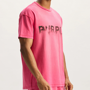 Nouveau T-shirt de marque violet 2026, coupe ajustée, col rond, manches courtes, style uni de luxe, collection Haze Tee - Product Image 3