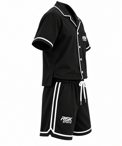 Ensemble de pyjama d'été pour femmes, noir uni, col à revers, manches courtes, shorts, vêtements de détente, pyjama 2 pièces - Product Image 4