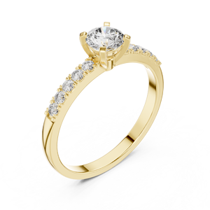 Bague en or jaune ouverte avec motif chevron et diamants pour femme, bijoux minimalistes en moissanite, cadeau de mariage - Product Image 3