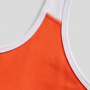 Soutien-gorge de sport dos nageur orange pour femme, col ras du cou, maintien moyen, sans coutures, contraste, pour fitness et yoga - Product Image 6
