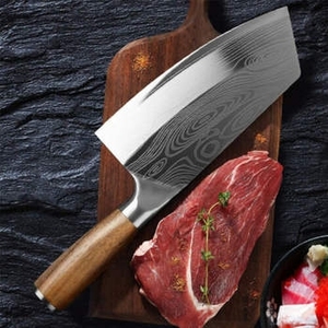 OEM High Carbon 7 Inch Meat Cleaver Damascus <b>Knives</b> VG10 Steel <b>Kitchen</b> Cleaver <b>Knife</b> with Wooden Handle - Product Image 3