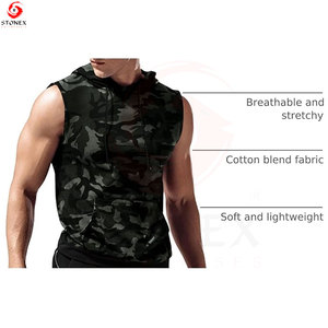 <b>Mens</b> Casual <b>Sleeveless</b> <b>Hoodie</b> Tank Top Hooded Muscle Vest Eco-Friendly Breathable Vintage Style Cotton Gym Training Fitness - Product Image 2