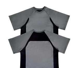Camiseta de hombre de alta calidad, bicolor, con mangas raglán, hombros caídos, estilo oversized, de algodón, corta y lisa. - Product Image 1