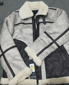 Veste aviateur B3 sur mesure pour homme, en cuir véritable, style RAF, avec doublure en fausse fourrure, style vintage. - Product Image 2