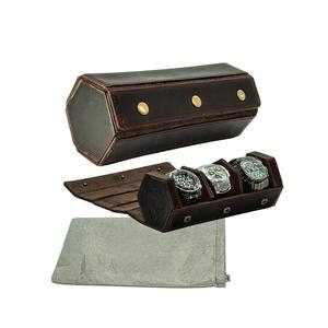 Custom Logo 2-Slot Leather <b>Watch</b> Case | Shockproof Travel <b>Watch</b> Organizer High-End Leather <b>Watch</b> Storage Box for <b>Men</b> <b>Watch</b> Case - Product Image 2