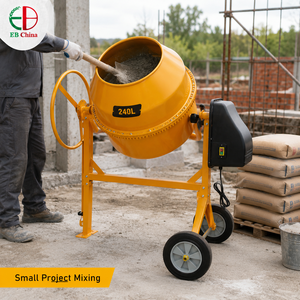 Mezcladora de Concreto Eléctrica Portátil de 240 <span class=keywords><strong>Litros</strong></span> con Marco Bajo, Ruedas de Transporte, Cubierta Lateral del Motor y Descarga Manual para Uso en Obras - Product Image 6