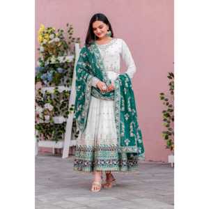 Ensemble pour femmes en faux georgette lourd pour les fêtes, robe, dupatta et bas, tenue de soirée exquise - Product Image 6