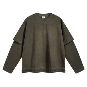 Camisetas deportivas de punto lisas para hombre, de corte regular, cuello redondo, puños dobles en los brazos, transpirables. - Product Image 4