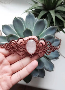 Handmade Macrame Rose Quartz <b>Bracelet</b> Natural Pink Gemstone Boho Adjustable Cord <b>Healing</b> Crystal Macrame Jewelry for Women - Product Image 2