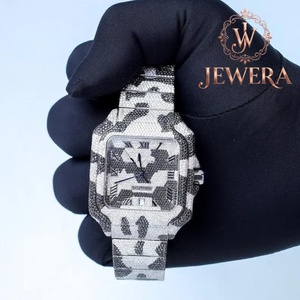Luxury Stainless Steel Automatic <b>Watch</b> Rectangle <b>Case</b> 34MM Moissanite Diamond Dial Analog Men Women Fashion Jewelry - Product Image 3