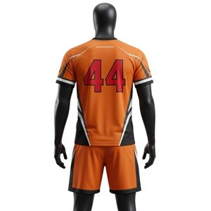 Ensemble d'uniformes de lacrosse unisexe orange et noir sublimés, maillot et short de sport réversibles en polyester léger, vêtements de performance - Product Image 2