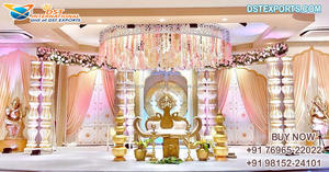 Majestueux FRP Golden Mandap pour les mariages en plein air Le plus beau mariage sur la plage Mandap Royal Outside Maharaja Wedding Mandap UK - Product Image 5
