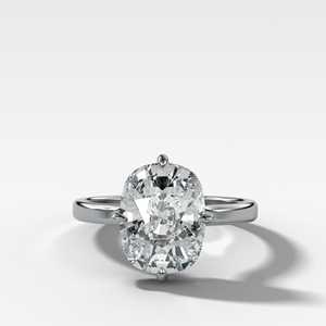 Bague de fiançailles classique en or 14 carats avec diamant de laboratoire certifié IGI de 4 carats, taille coussin, sertie sur 4 griffes, plaqué rhodium, pour femme - Product Image 3