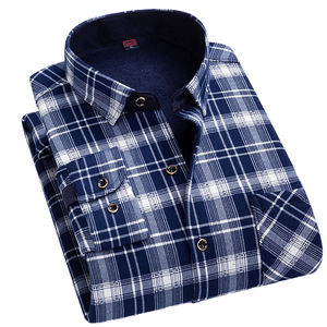 Chemise à carreaux décontractée pour homme RNSHANGER, automne-hiver, chaude, tendance, épaisse, couleur unie, manches longues, polyester, flanelle simple, respirante - Product Image 4