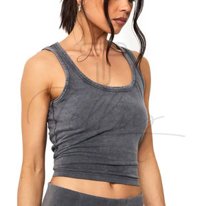 New Summer Fitness Formal Women's Tank <b>Top</b> Rib Short Acid Wash Polyester/Cotton Quick Dry Breathable <b>Crop</b> <b>Top</b> 2026 - Product Image 6