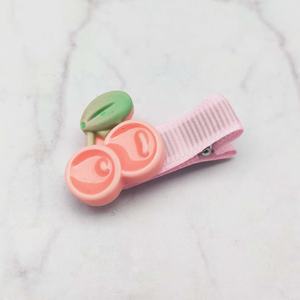 Set de pinzas para el cabello de niña, de aluminio y cinta, color rosa dulce, con lazo de flor 3D, cereza y conejito, cómodas y seguras. - Product Image 6