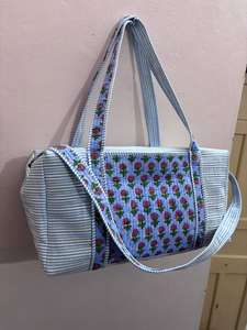 2026 Handicraft for City for City HANDBLOCK Cotton <b>Patchwork</b> Quilted Duffle <b>Bag</b> Sports Style Travel Luggage Unisex Lock Drawbar - Product Image 2