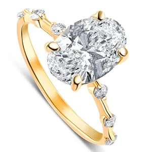 Anillo de Compromiso Clásico para Mujer con Diamante Cultivado en Laboratorio Tishya de 2.75Ct, Corte Brillante, Oro Amarillo de 14K, Color D, SI1, IGI - Product Image 5