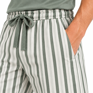 Men Spandex Cotton Knitted <b>Pajama</b> Set <b>Short</b> Sleeve T-Shirt Sleepwear Summer Cool Loungewear <b>Shorts</b> Green Nightwear - Product Image 5