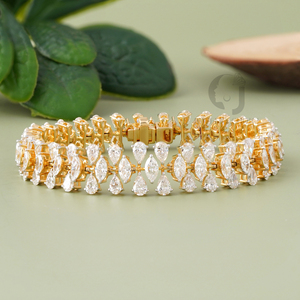 Elegant 14K Yellow Gold Tennis <b>Bracelet</b> with 2.58 Carat Marquise Pear Lab Grown Diamonds IGI Certified Fine Jewelry Accessory - Product Image 2